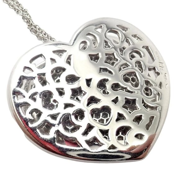 New! Authentic Pasquale Bruni 18k White Gold 2.02ct Pave Diamond Heart Necklace - Picture 15 of 16